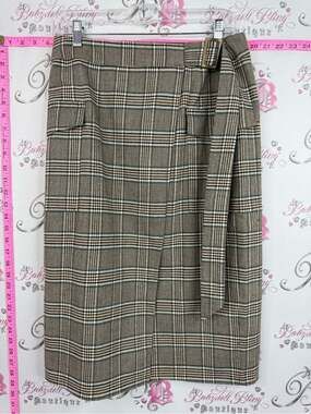YAYA women skirt Plaid Midi Wrap Skirt in Brown and Cream